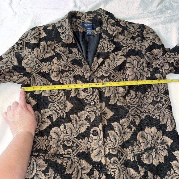 Vtg Denim & Co Tapestry Blazer Jacket Large Floral Damask Boho Dark Academia - Picture 11 of 16